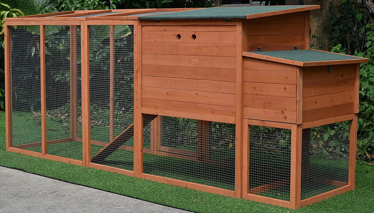 98" Backyard Wood Chicken Coop 2-4 Large Chickens Hen House Run with Nesting Box
