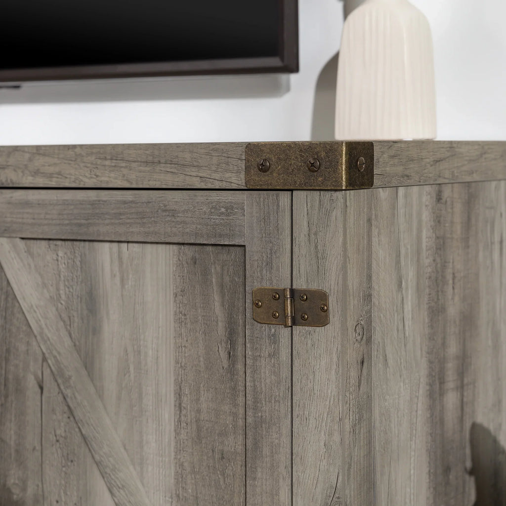 Walker Edison Modern Farmhouse Barn Door TV Stand for TVs up to 65", Grey Wash