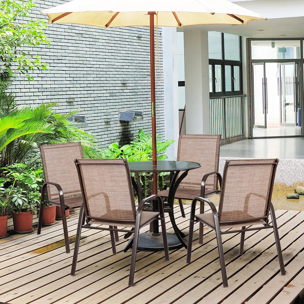 Gymax Set of 4 Patio Chairs Dining Chairs w/ Steel Frame Yard Outdoor Grey