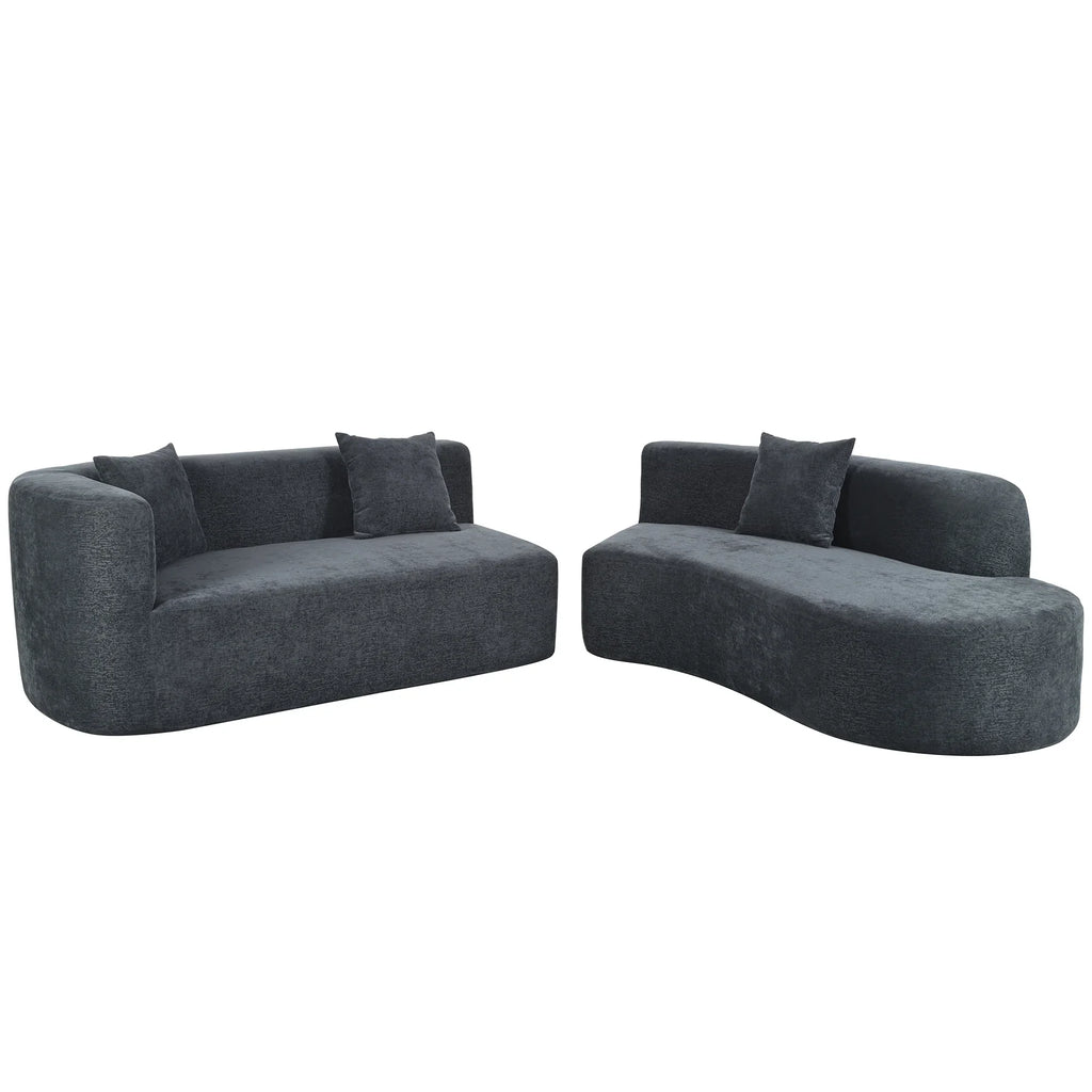 Harper & Bright Designs Modern Curved Floor Sofa Set, Modular Sectional Sponge Couch for Living Room, 2 PC Free Combination No Assembly Foam-Filled Sofa, Beige