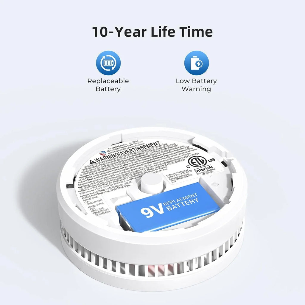 SITERWELL Smoke Detector, 10 Year Product Life Fire Alarm with Magnetic Fastening Kit, Smoke Alarm with Photoelectric Sensor, Low Battery Warning Function for House, ETL-9th Listed, GS509A, 12 Pack