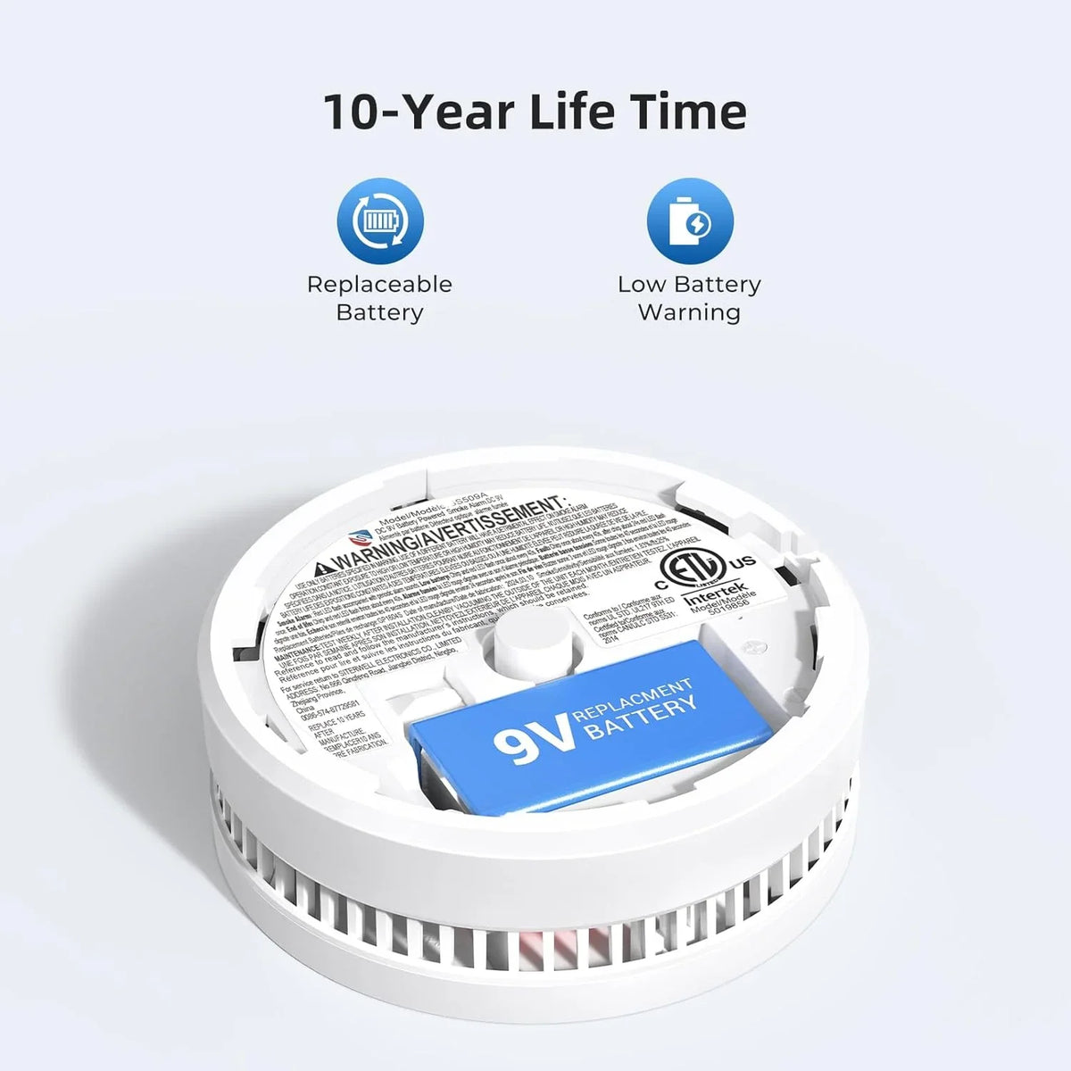 SITERWELL Smoke Detector, 10 Year Product Life Fire Alarm with Magnetic Fastening Kit, Smoke Alarm with Photoelectric Sensor, Low Battery Warning Function for House, ETL-9th Listed, GS509A, 12 Pack