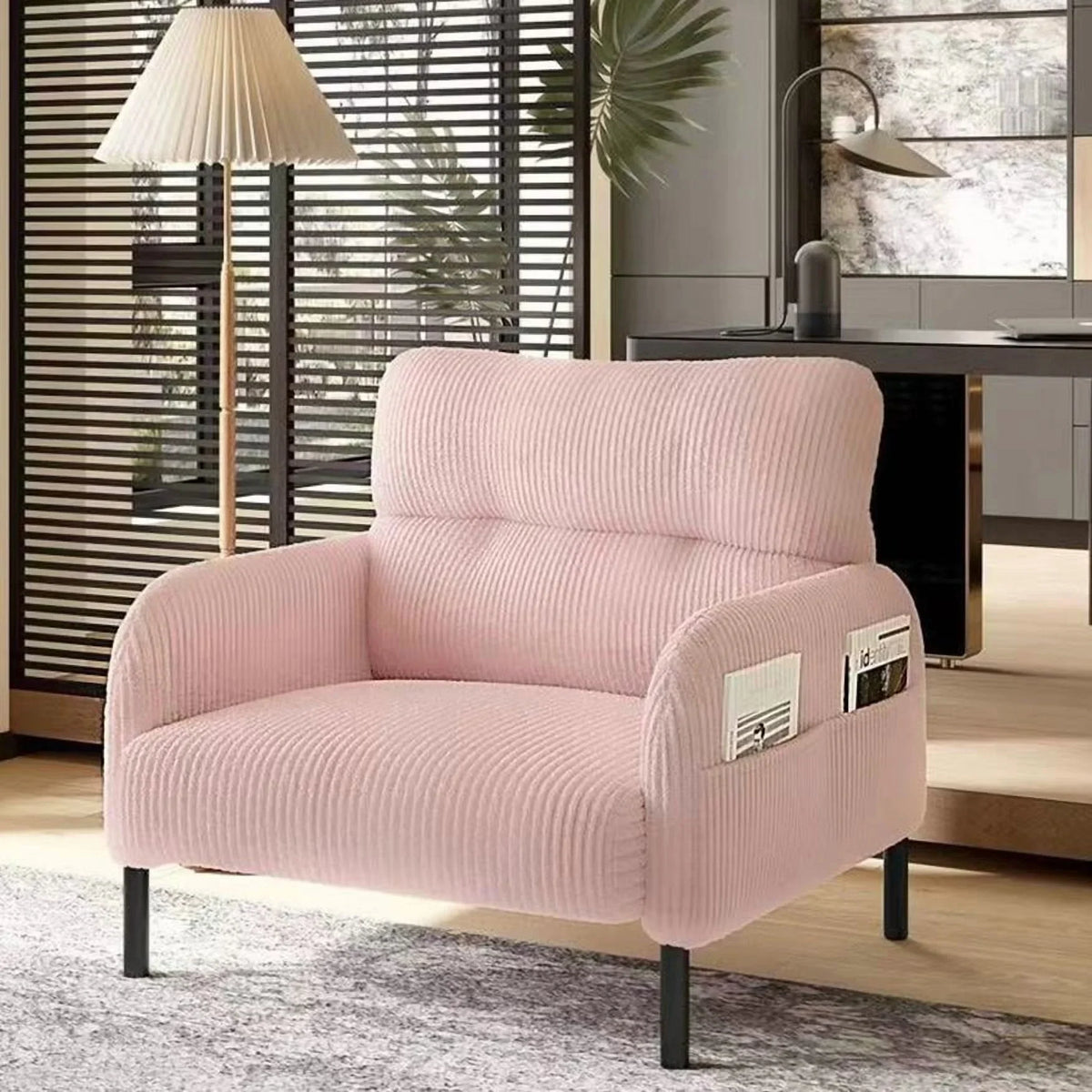 Modern Accent Chair,Armchair,Corduroy Fabric Sofa Chairs,Upholstered Armchair for Living Room,Bedroom,Office,Olive Green