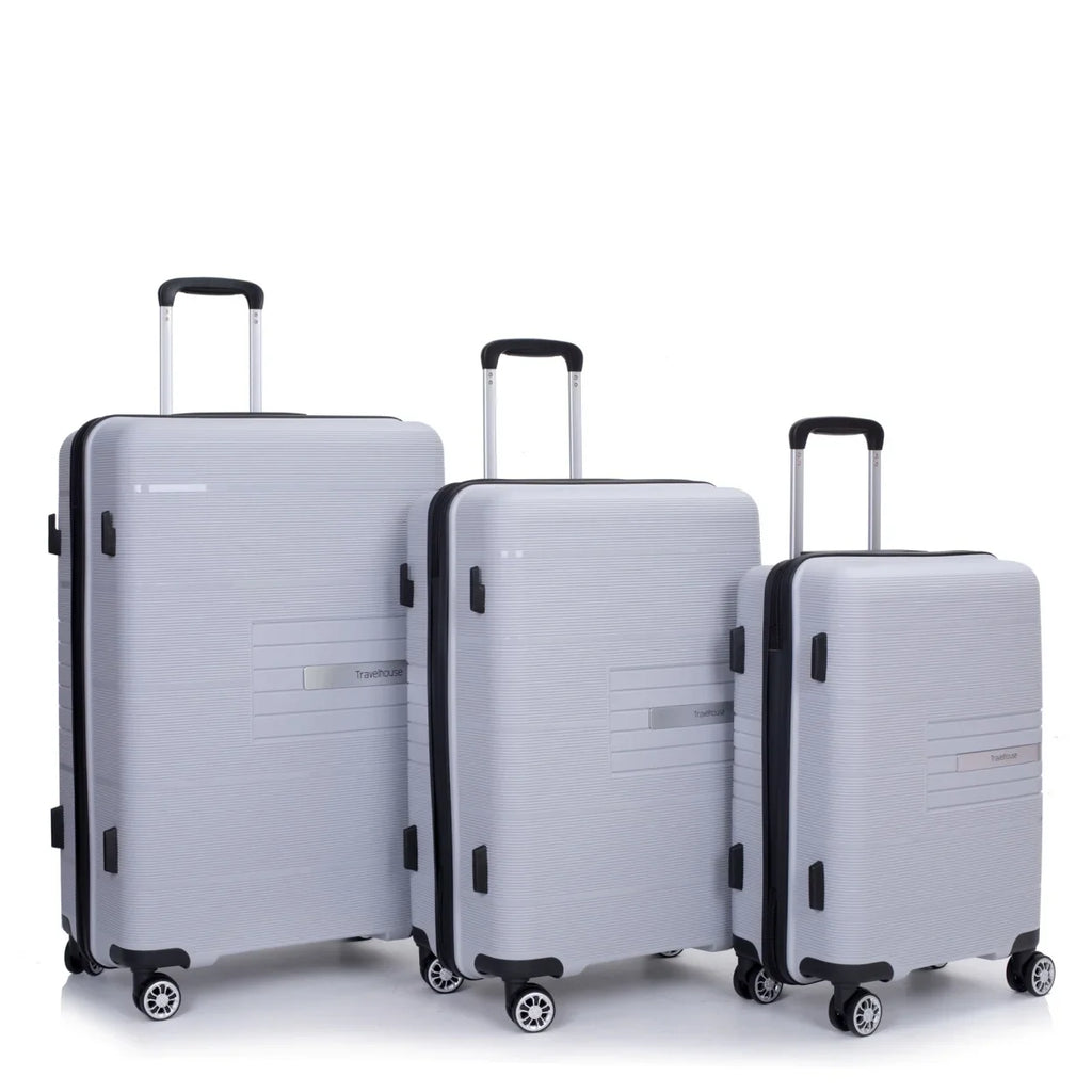 Lightweight PP Suitcase Sets with Spinner Wheels TSA Lock, Hardshell Luggage Sets for Travel Trips, 3-Piece Set (20in/24in/28in), Light Green