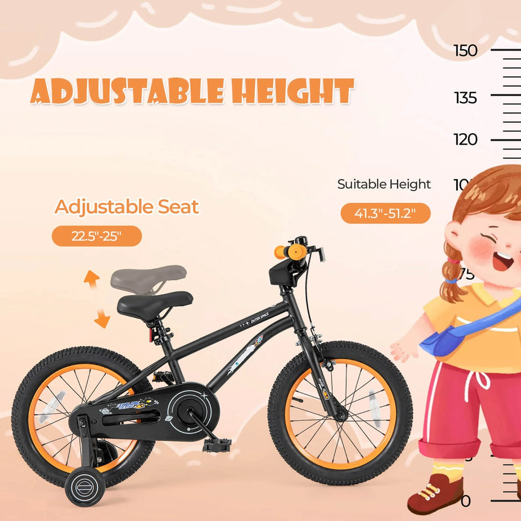 Costway 16-Inch Kid’s Bike for 4-7 Years Old with Adjustable Saddle & Anti-slip Handlebar Black