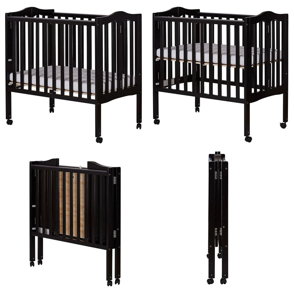 Dream On Me 2-in-1 Lightweight Folding Portable Crib. Black