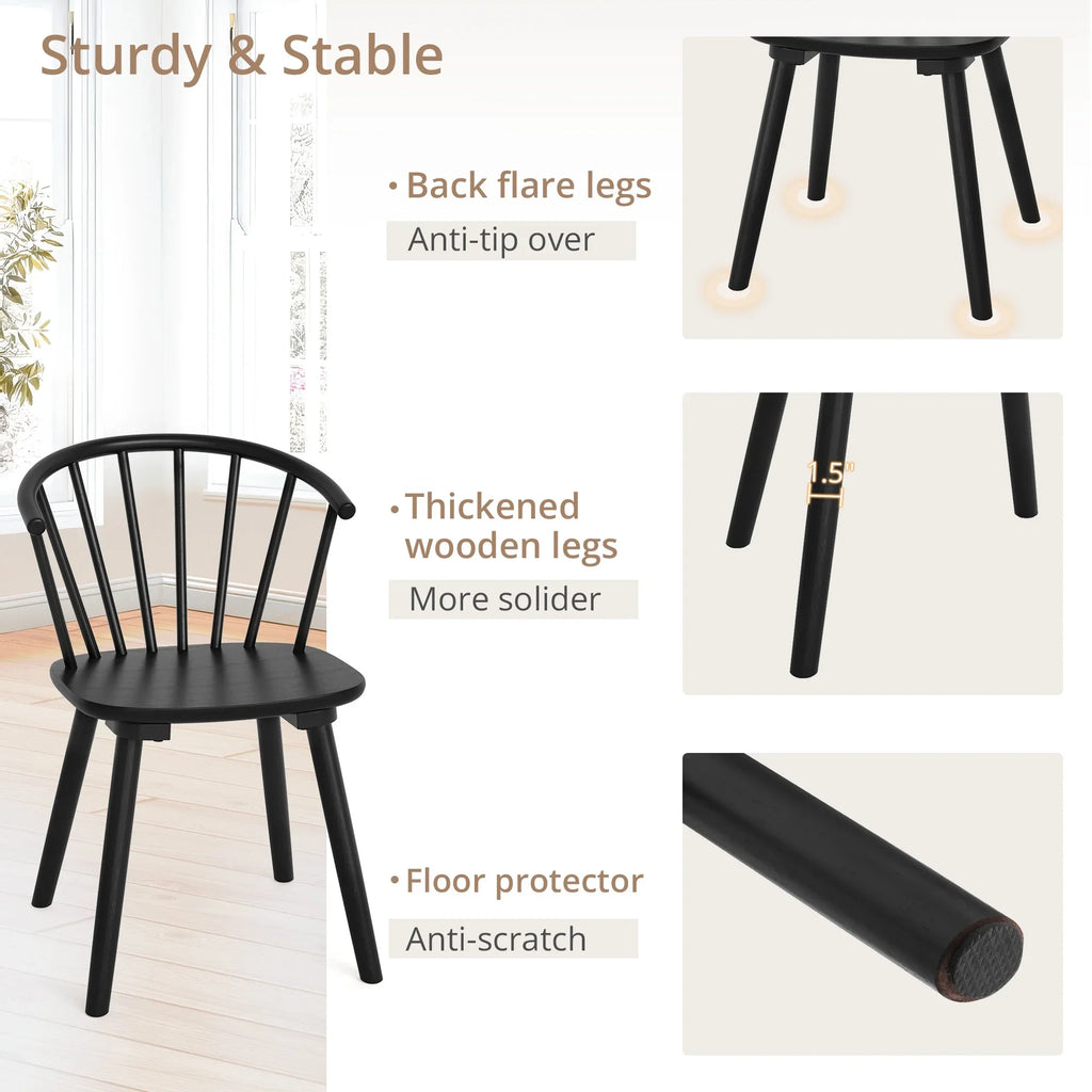 Dycanpo Dining Chairs Set of 4, Black Kitchen/Dining Room Wooden Chairs with Mid Century Modern,18''