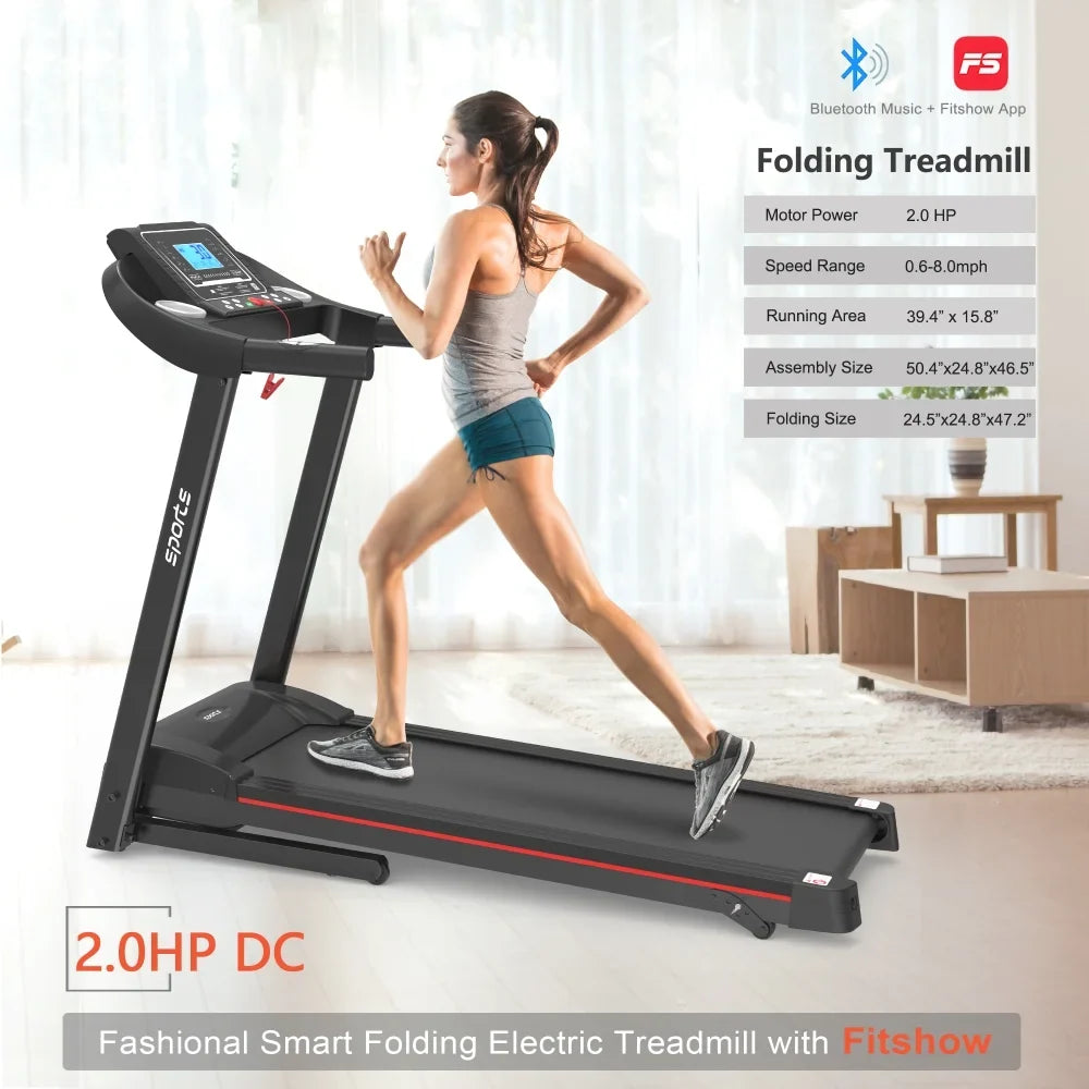 Holaki Home Foldable Treadmill with Incline, Folding Treadmill for Home Workout, Electric Walking Running Treadmill Machine 5" LCD Screen 250 LB Capacity Bluetooth Music