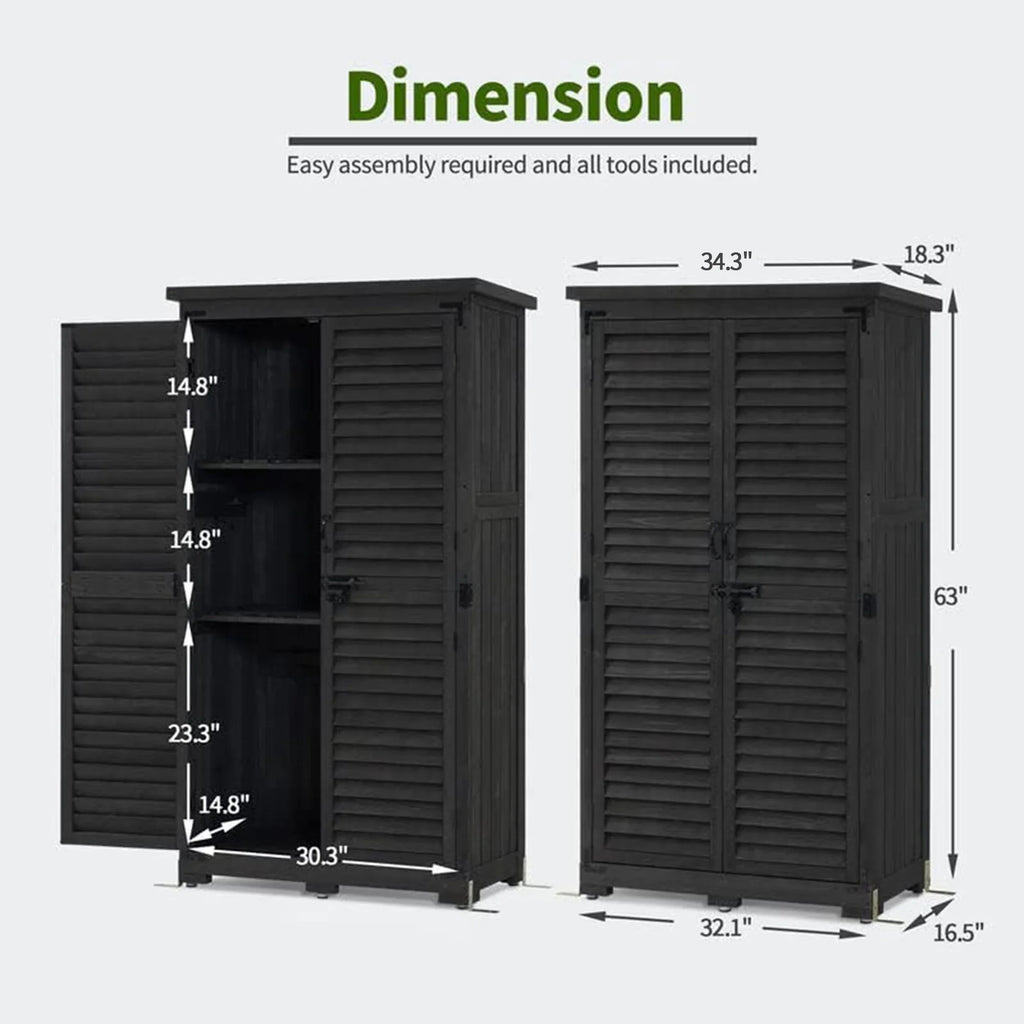 MCombo Tall Garden 1.52 x 2.85 ft. Wood Storage Shed, Brown