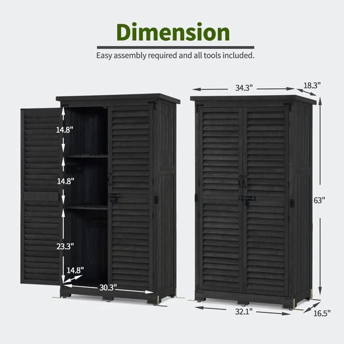MCombo Tall Garden 1.52 x 2.85 ft. Wood Storage Shed, Brown