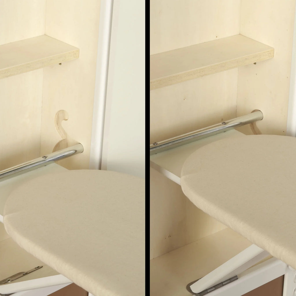 Household Essentials Ironing Board Cabinet, In-Wall Recessed Ironing Board Cabinet with Storage Shelves, White
