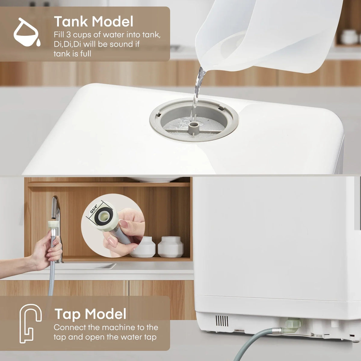 Countertop Dishwasher with Timeing Function, 6 Programs, 360" Dual Spray, 167�H High-Temp, Mini Portable Dishwasher for Home,Apartments,RVs