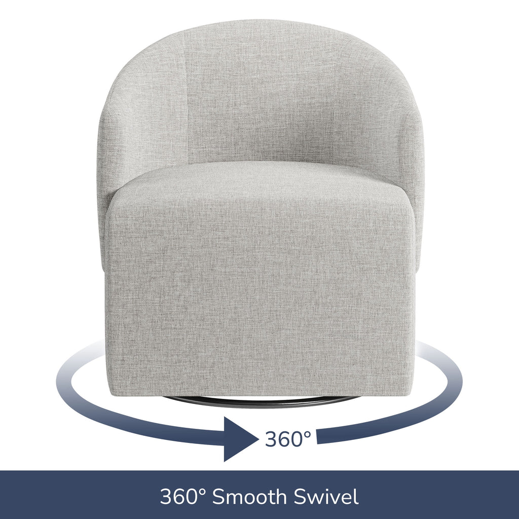 BELLEZE Swivel Accent Chair, Modern Upholstered Swivel Armchair 360 Degree Barrel Chair Comfy Corner Chair for Living Room Bedroom [Set of 2] - Malta (Light Grey)