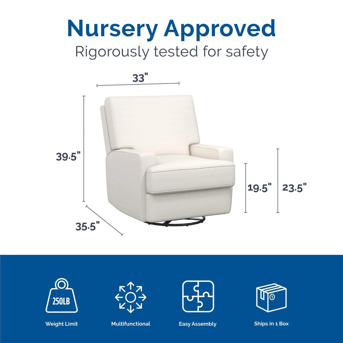 Baby Relax Rylan 4-in-1 Swivel Glider Rocker Recliner Chair