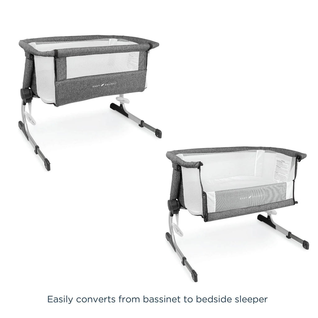 Baby Delight Beside Me Dreamer Bassinet & Bedside Sleeper. Charcoal Tweed. Ages 0-5 Months (Unisex)