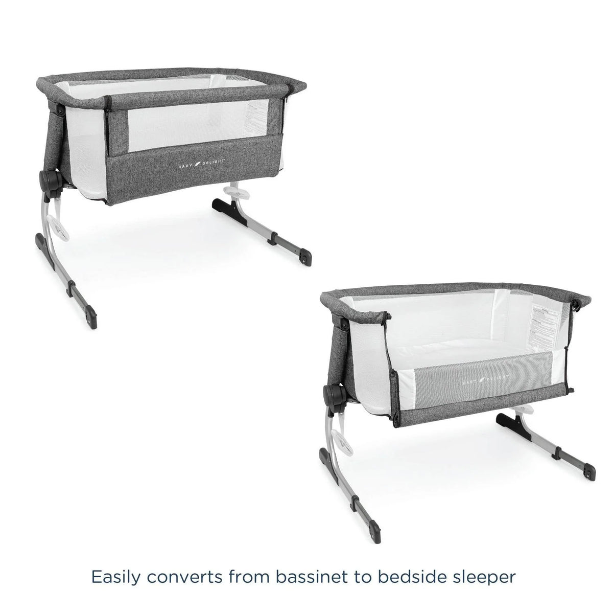 Baby Delight Beside Me Dreamer Bassinet & Bedside Sleeper. Charcoal Tweed. Ages 0-5 Months (Unisex)