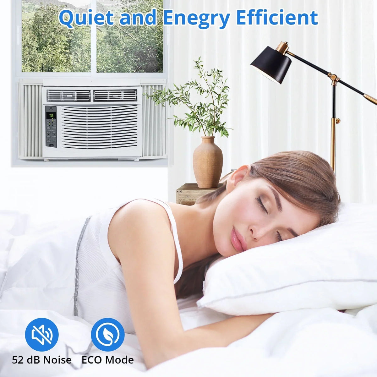 Lumiparty 6,000 BTU Window Air Conditioner, Cools 250 Sq.ft., Window AC Unit with Remote Control, Sleep Mode, Bedroom, Room, Office, White