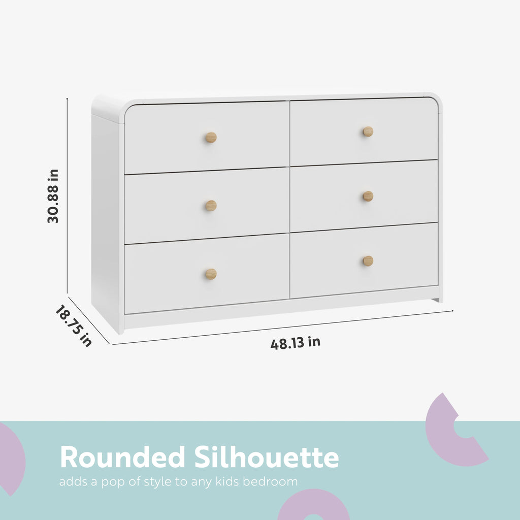 Storkcraft Santos 6 Drawer Nursery Double Dresser, White