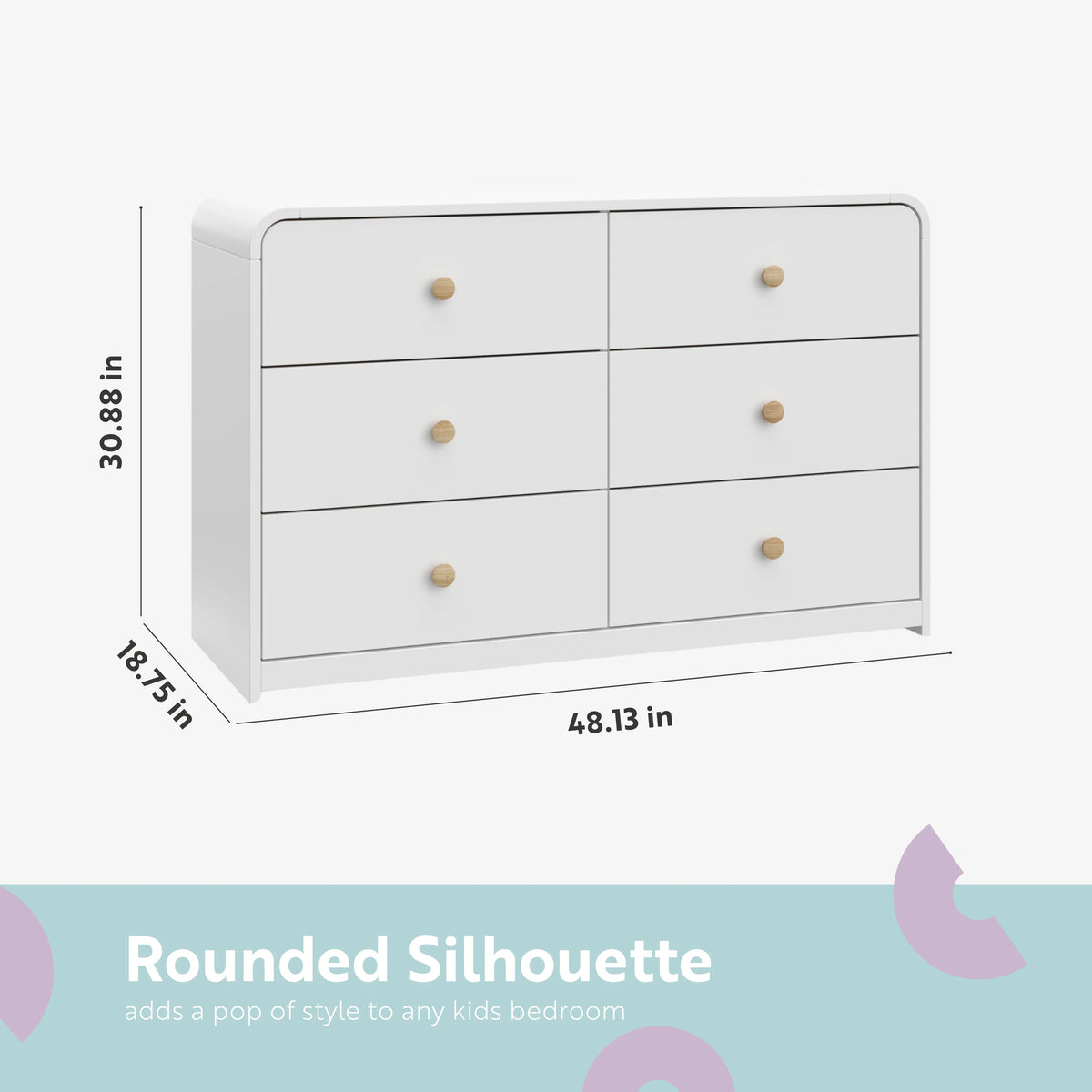 Storkcraft Santos 6 Drawer Nursery Double Dresser, White