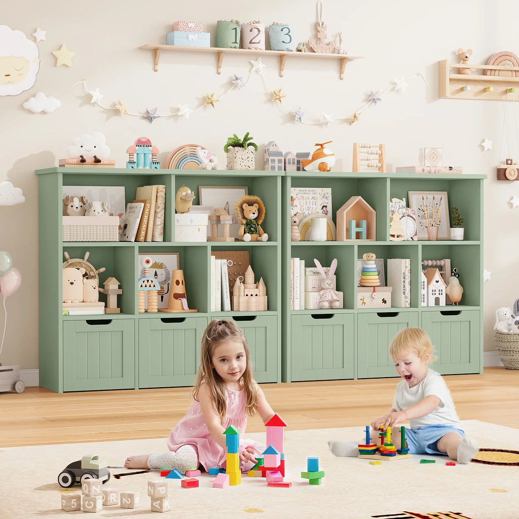 Homfa Toy Storage Organizer with 3 Movable Drawers, 5 Cube Kids Bookcase for Playroom, Storage Cabinet for Living Room, White Finish