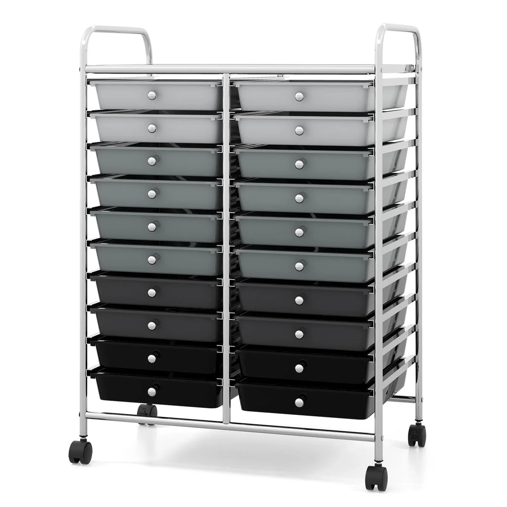 Gymax Office Rolling Cart 20 Storage Drawers Scrapbook Paper Studio Organizer Mutlicolor