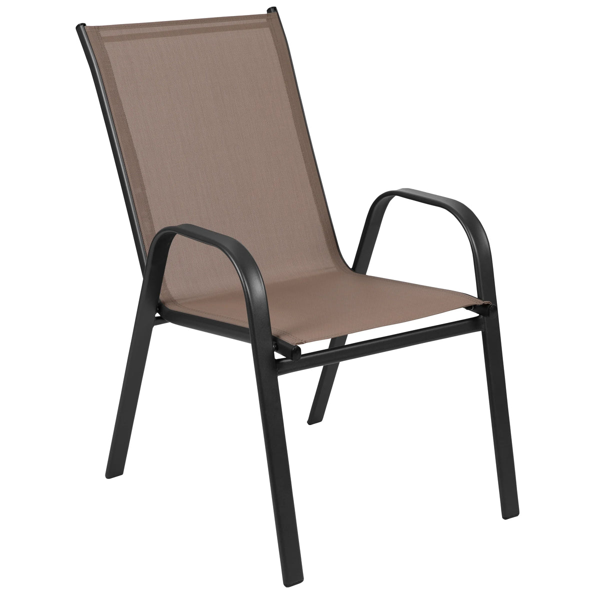 Emma + Oliver 4 Pack Gray Outdoor Stack Chair with Flex Comfort Material - Patio Stack Chair