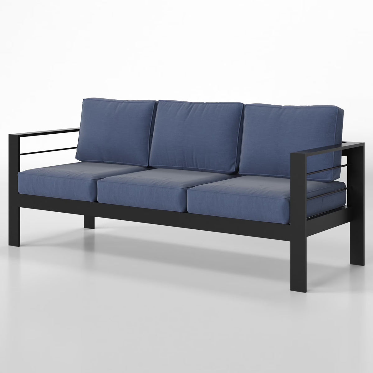Superjoe Outdoor 3 Seats Patio Aluminum Sofa Furniture, Couch Gray Metal Chair with Cushions, Dark Grey
