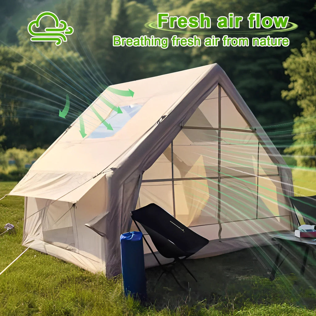Inflatable Tent for Camping,1-6 Person Blow-up Air Tent,Easy Setup Waterproof Windproof Cabin Tent,4 Seasons Family Glamping Tent House