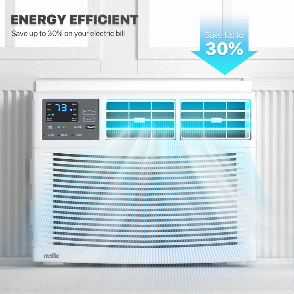mollie 12,000 BTU 115V Window Air Conditioner, Cools Rooms up to 450 Sq.Ft., Window AC Unit with Remote Control, 24H-Timer and 3 Fan Speeds, White