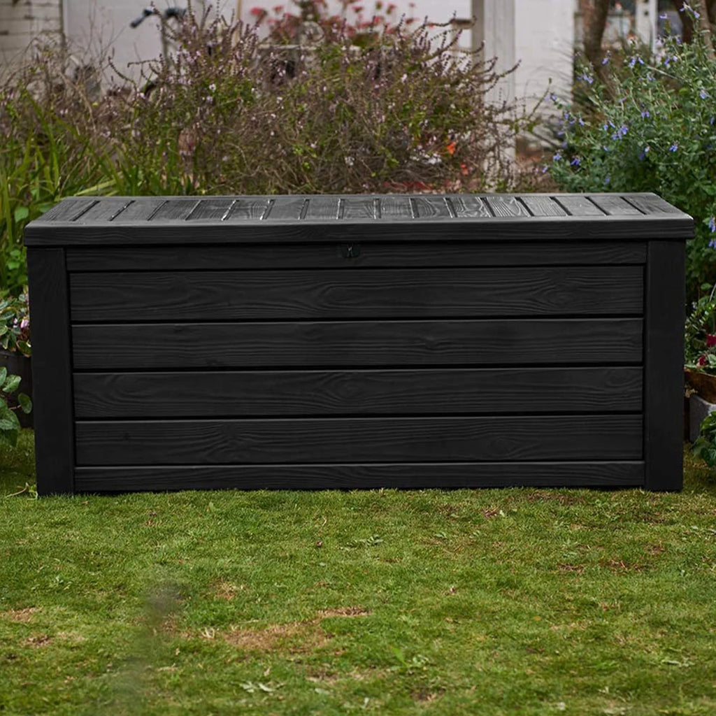 Keter Westwood Outdoor 150 Gallon Deck Storage Box for Tools, Grey (2 Pack)