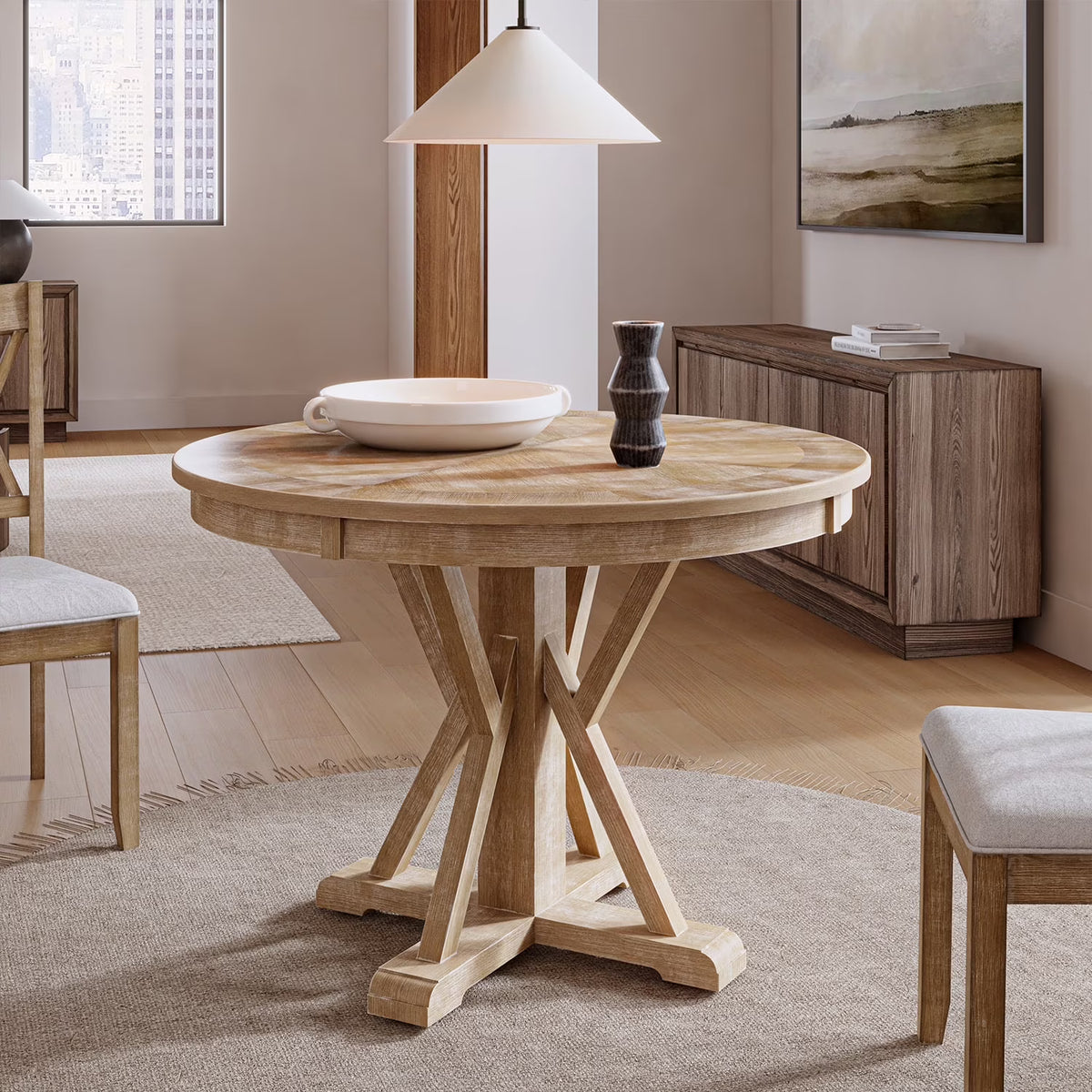 Farmhouse Solid Wood Dining Chairs Upholstered Armless Side Chairs Set of 4 Crossing High Backrest Living Room Kitchen
