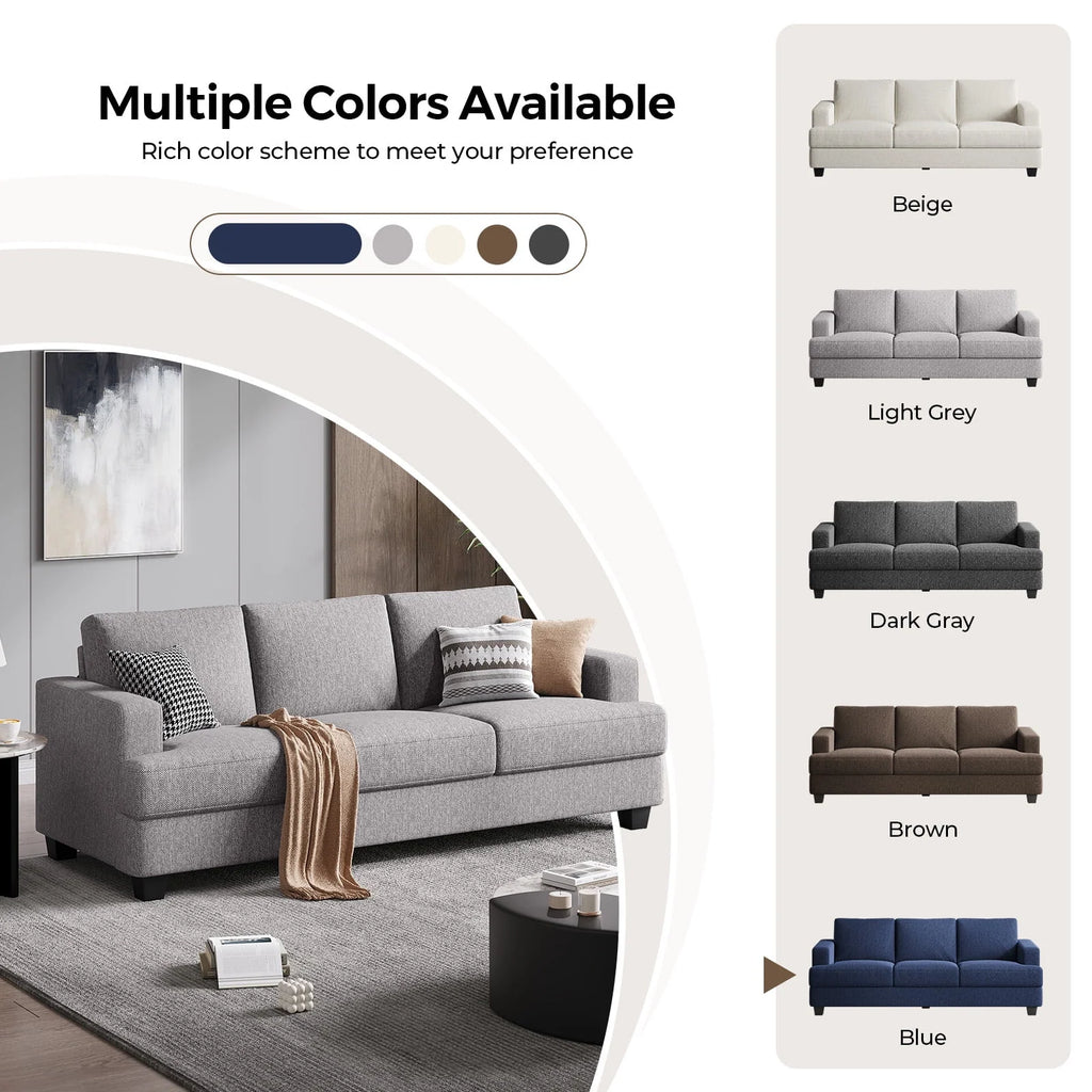BLAZANT 3 Seater Sofa Oversize, 89" Extra Large Size Sofa Couch with Extra Deep Seats, Modern Loveseat Sofa, Comfortable Fabric, Easy to Install, for Living Room Apartment Lounge, Brown