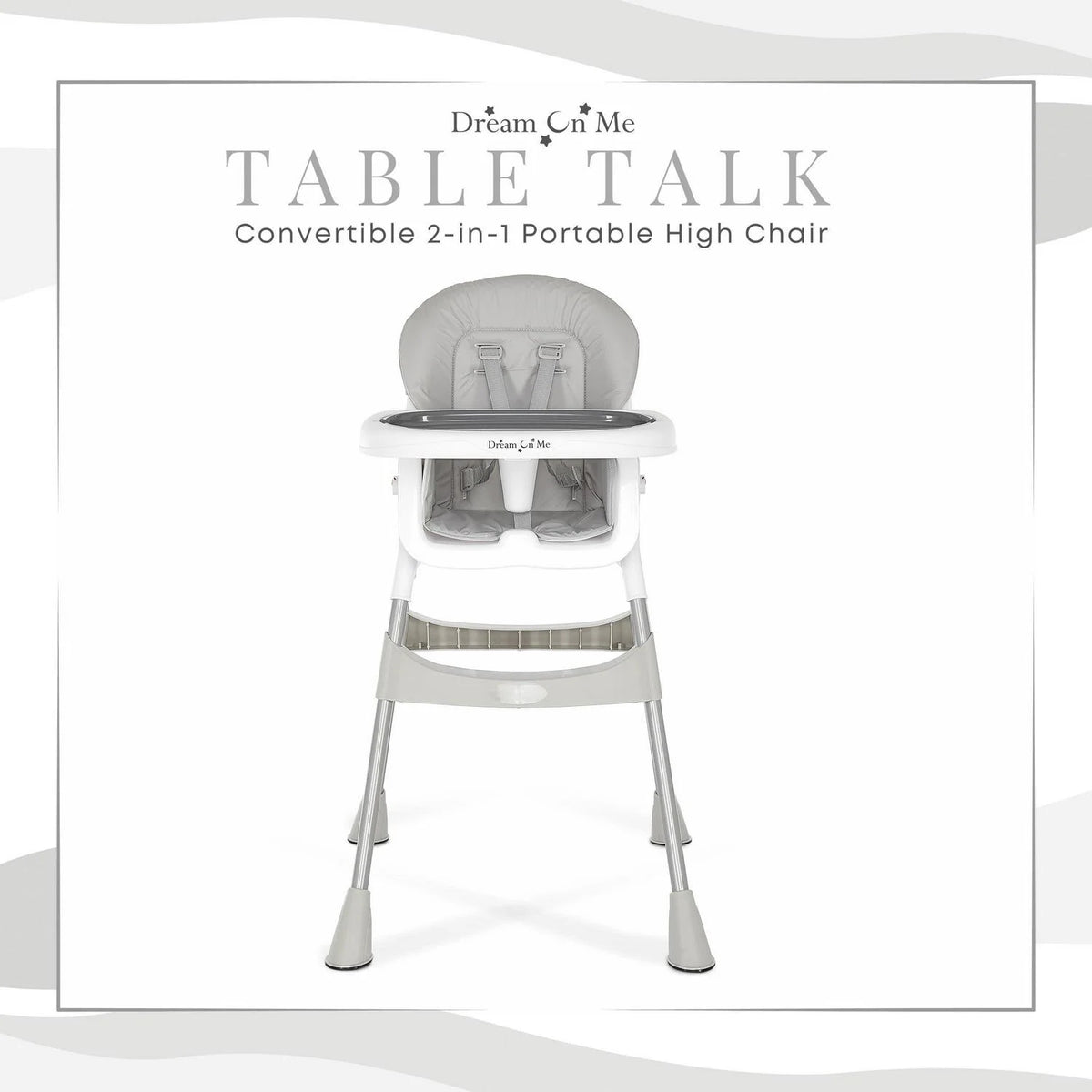 Dream On Me Portable 2-In-1 Table Talk High Chair. Gray