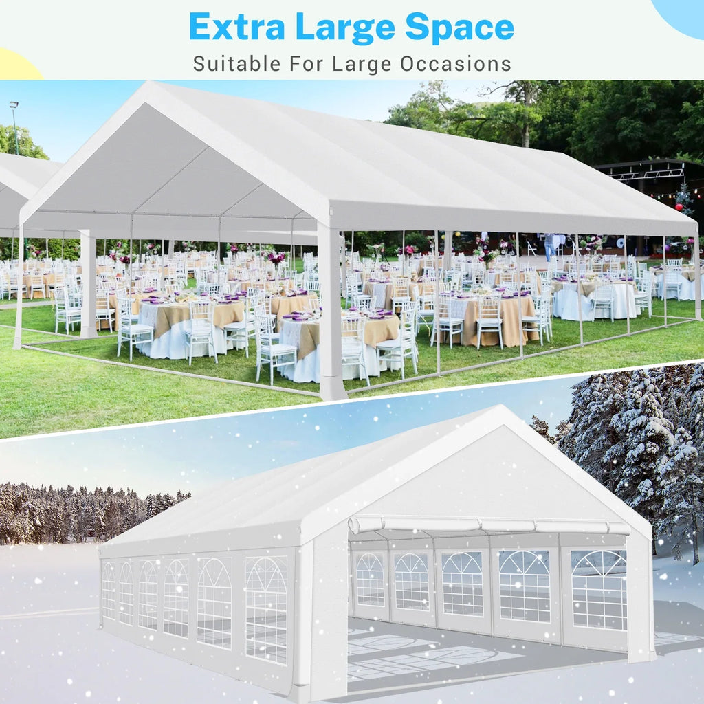 SANOPY 20x40ft Heavy Duty Party Tent, Outdoor Commercial Canopy with Removable Sidewalls, Gazebo Shelter for Wedding, Outdoor Carport Party Tent for Event, White