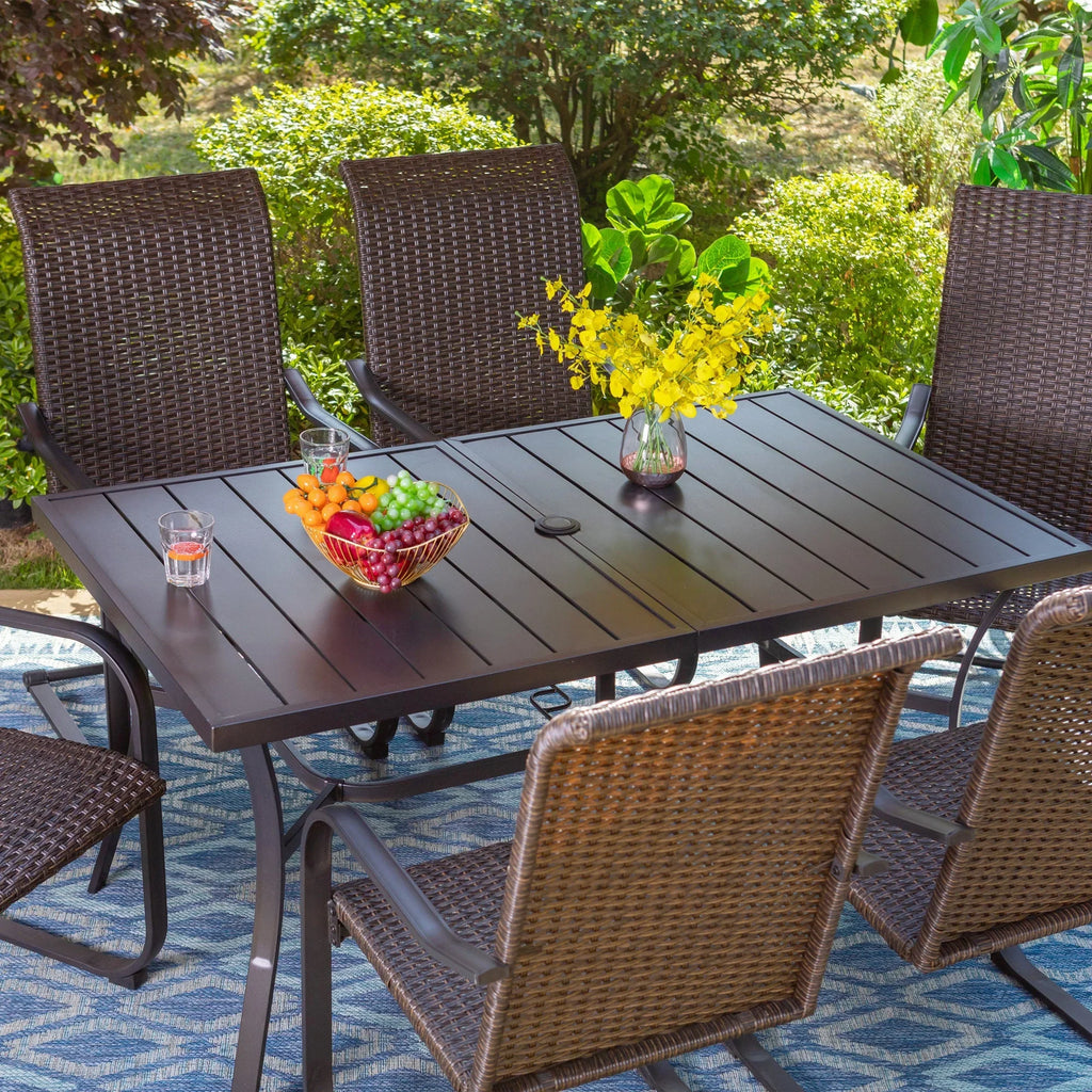 Sophia & William 6-seat Outdoor Metal Table with Adjustable Umbrella Hole 1.57" or 1.9"