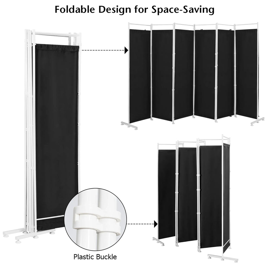 Costway 6-Panel Room Divider Folding Privacy Screen w/Steel Frame Decoration Brown