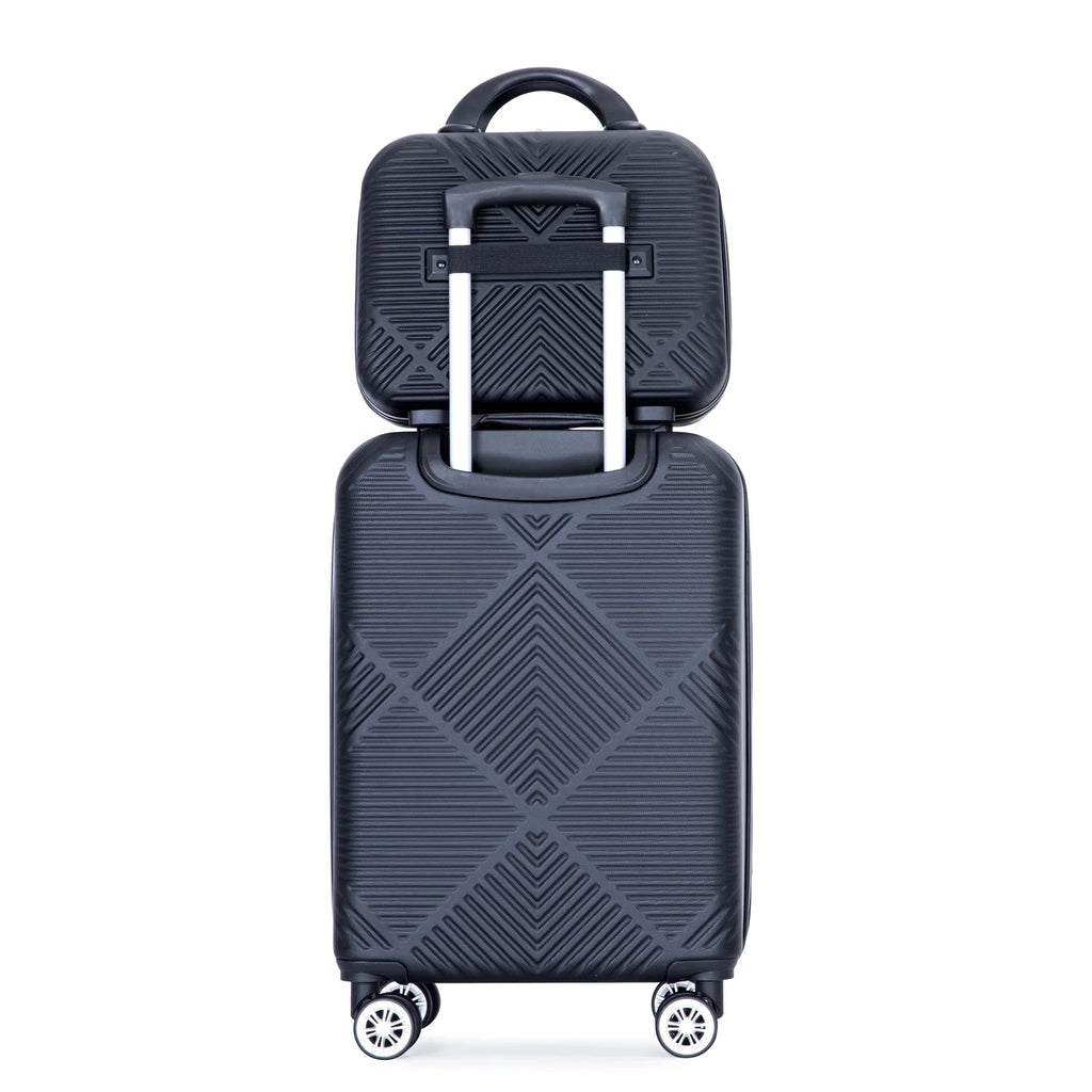Tripcomp Luggage Sets 4 Piece Suitcase Set (14/20/24/28)Hardside Suitcase with Spinner Wheels Lightweight Carry on Luggage(Black)