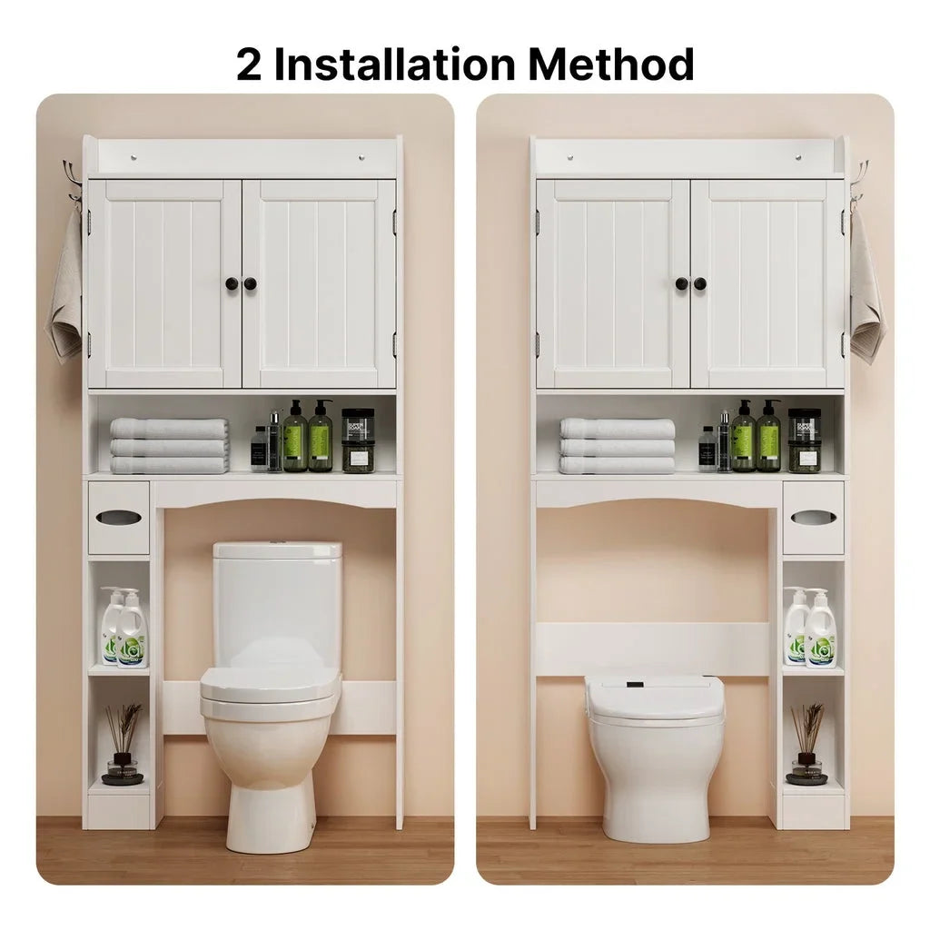 Aiho Over The Toilet Storage Cabinet, Bathroom Shelf Over Toilet, Bathroom Storage Cabinet Organizer - White