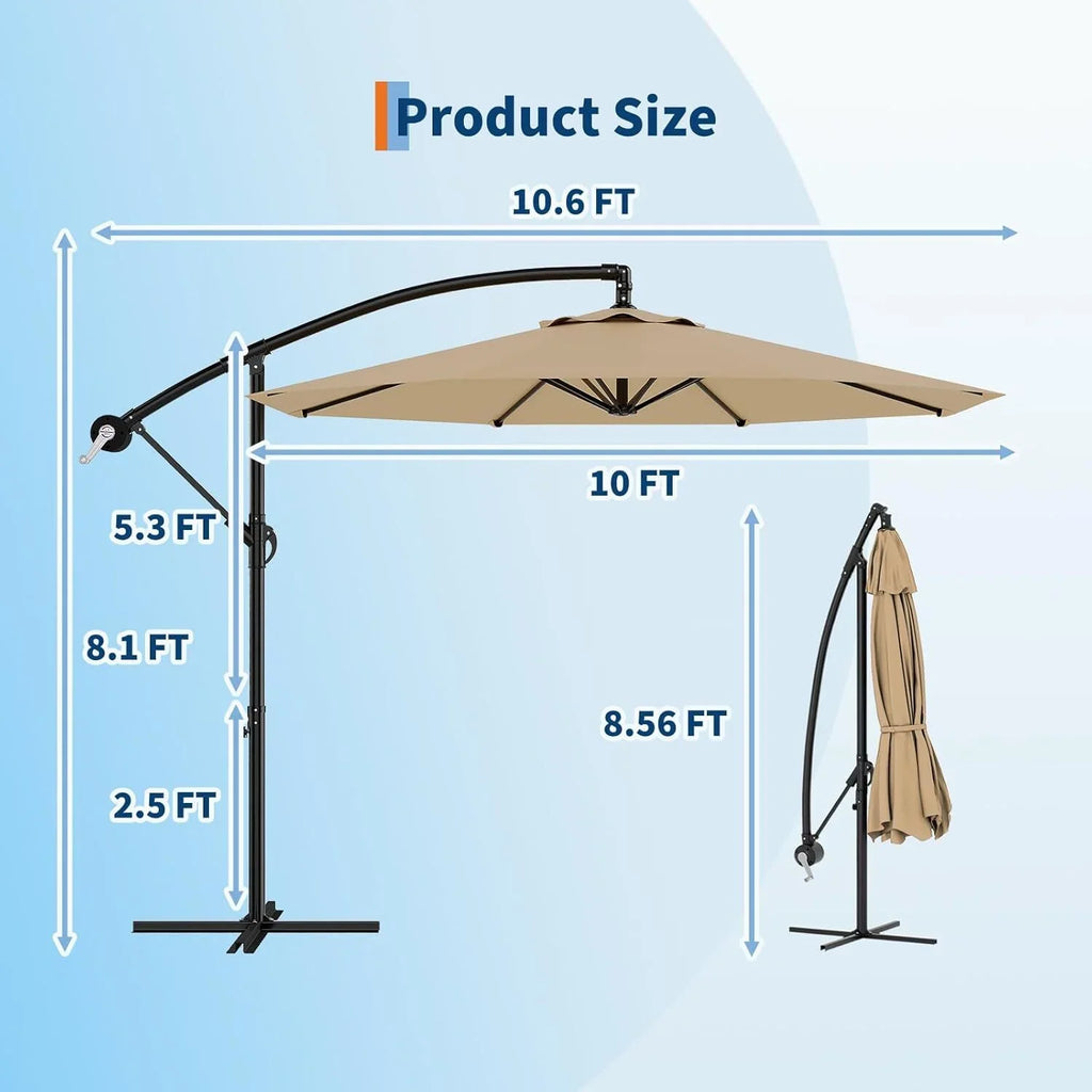 Emorefun Cantilever Umbrella, 10ft Heavy Duty Patio Umbrella with Easy Lift & Tilt Adjustment, Large Outdoor Umbrella for Deck Pool Garden Backyard, Navy Blue