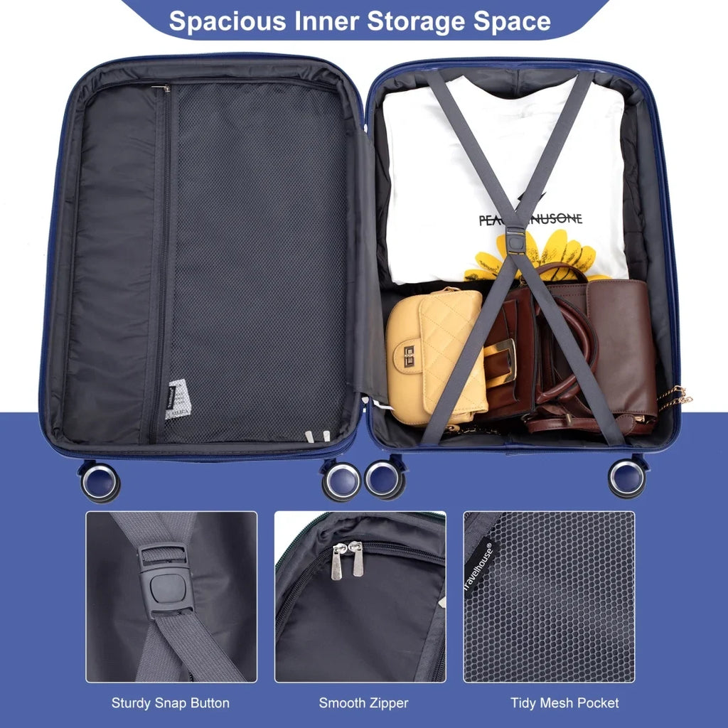 3 Pieces Luggage Set (20/24/28), Expandable PP Lightweight Hardshell Durable Suitcase with 4 Double 360 Degrees Mute Spinner Wheels and TSA Lock for Men Women, Black