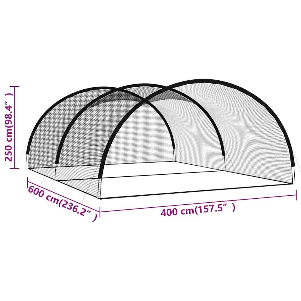 vidaXL Baseball Batting Cage Net Black 236.2"x157.5"x98.4" Polyester