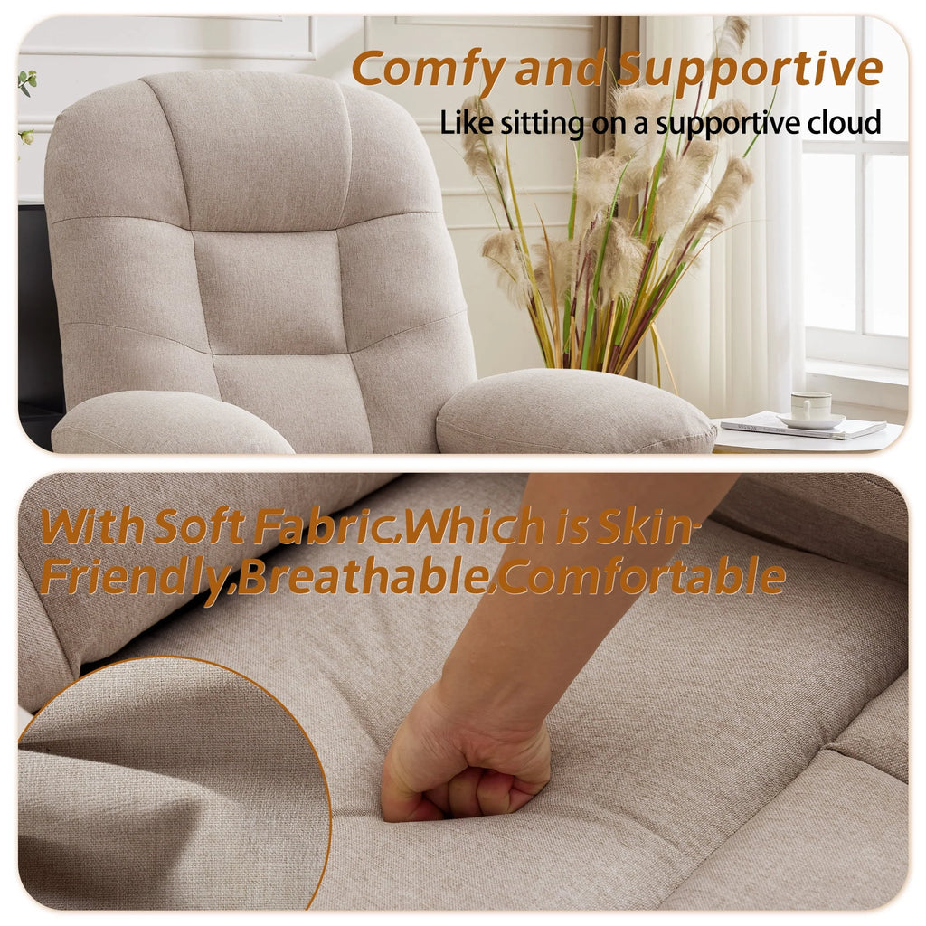 Korser Manual Swivel Rocker Recliner Chair for Living Room,Small Recliner Sofa for Small Spaces,Linen Fabric,Dark Black