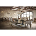 Roundhill Furniture 9-Piece Extendable Table with Nailhead Armchairs Dining Set, Driftwood