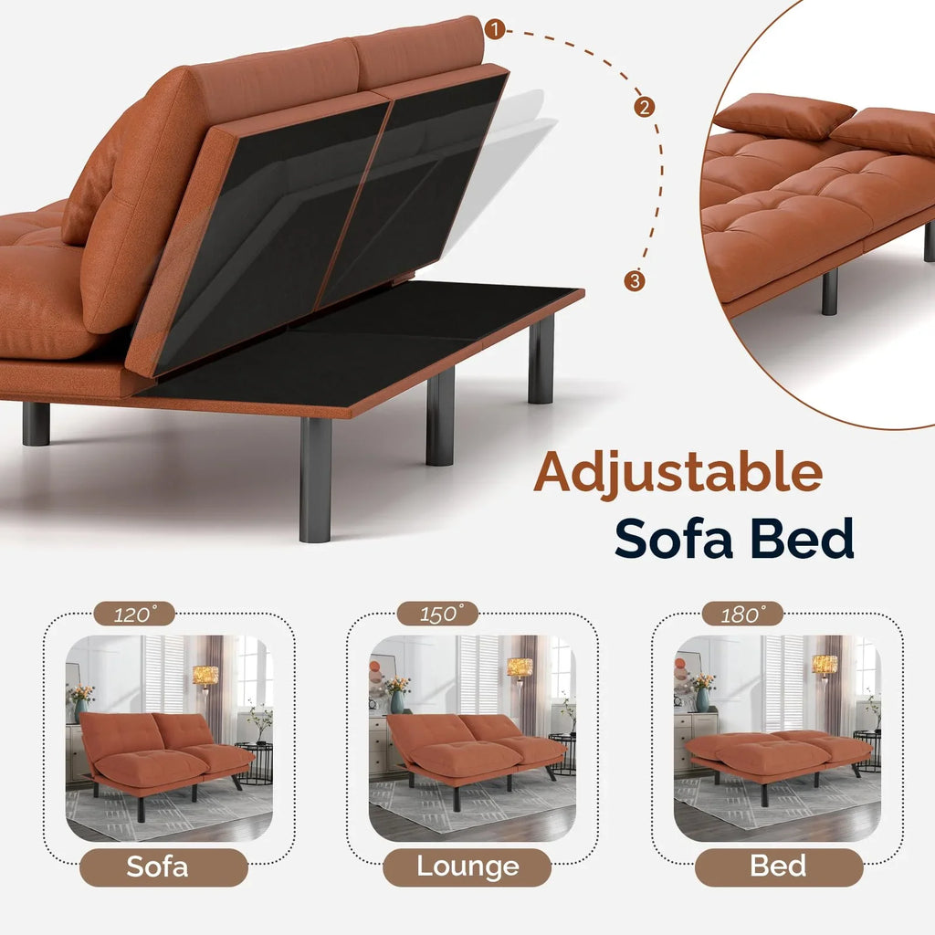 70"" Convertible Futon Sofa Bed Folding Bed Sleeper Couch for Living Room, Small Space or Office, Light Grey