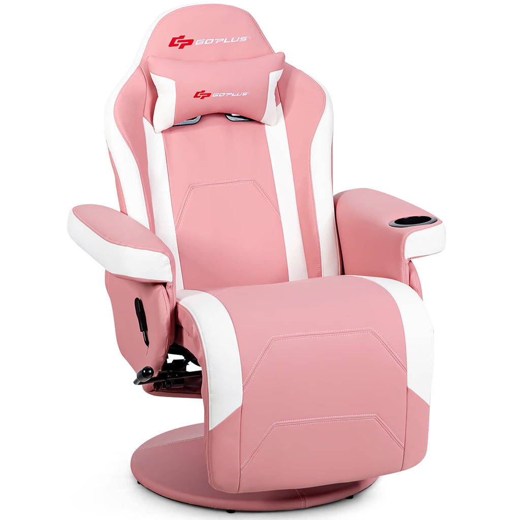 Goplus Massage Gaming Recliner Reclining Racing Chair Swivel Black