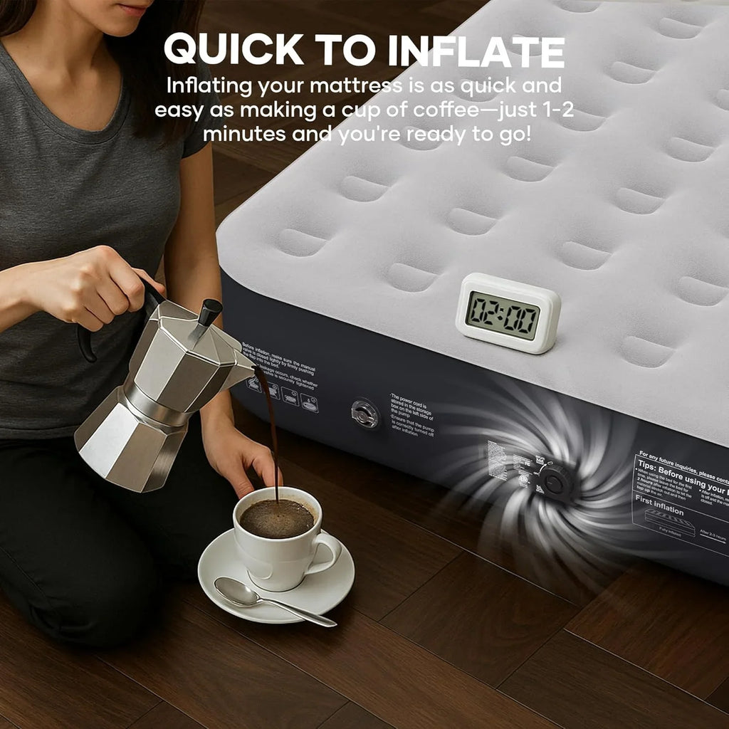 Camping Air Mattress Bed, Full Size with Built in Pump