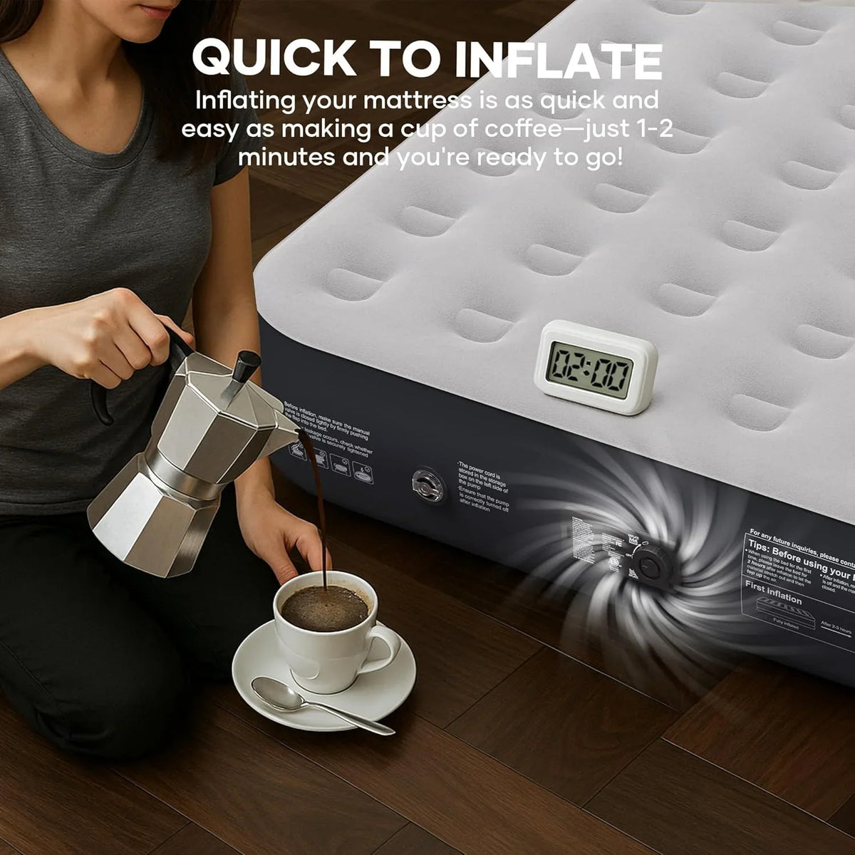 Camping Air Mattress Bed, Full Size with Built in Pump