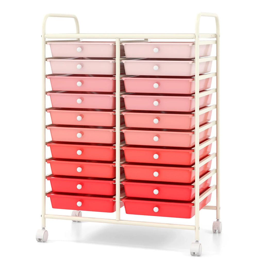 Gymax Office Rolling Cart 20 Storage Drawers Scrapbook Paper Studio Organizer Mutlicolor