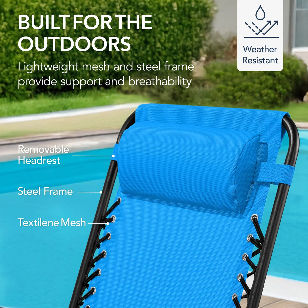 Best Choice Products Folding Outdoor Zero Gravity Rocking Lounge Chair w/ Headrest Pillow - Black