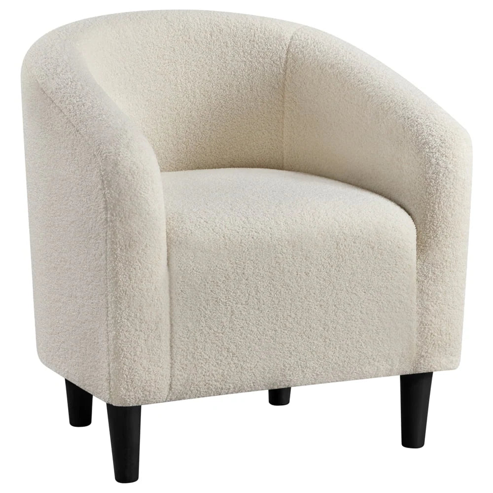 Topeakmart 2pcs Boucle Club Accent Chair for Livingroom, Ivory